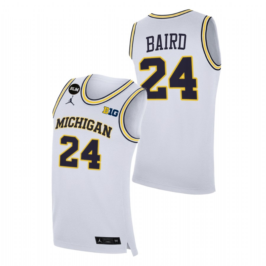 Michigan Wolverines Men's NCAA C.J. Baird #24 White BLM College Basketball Jersey XEU1349RH